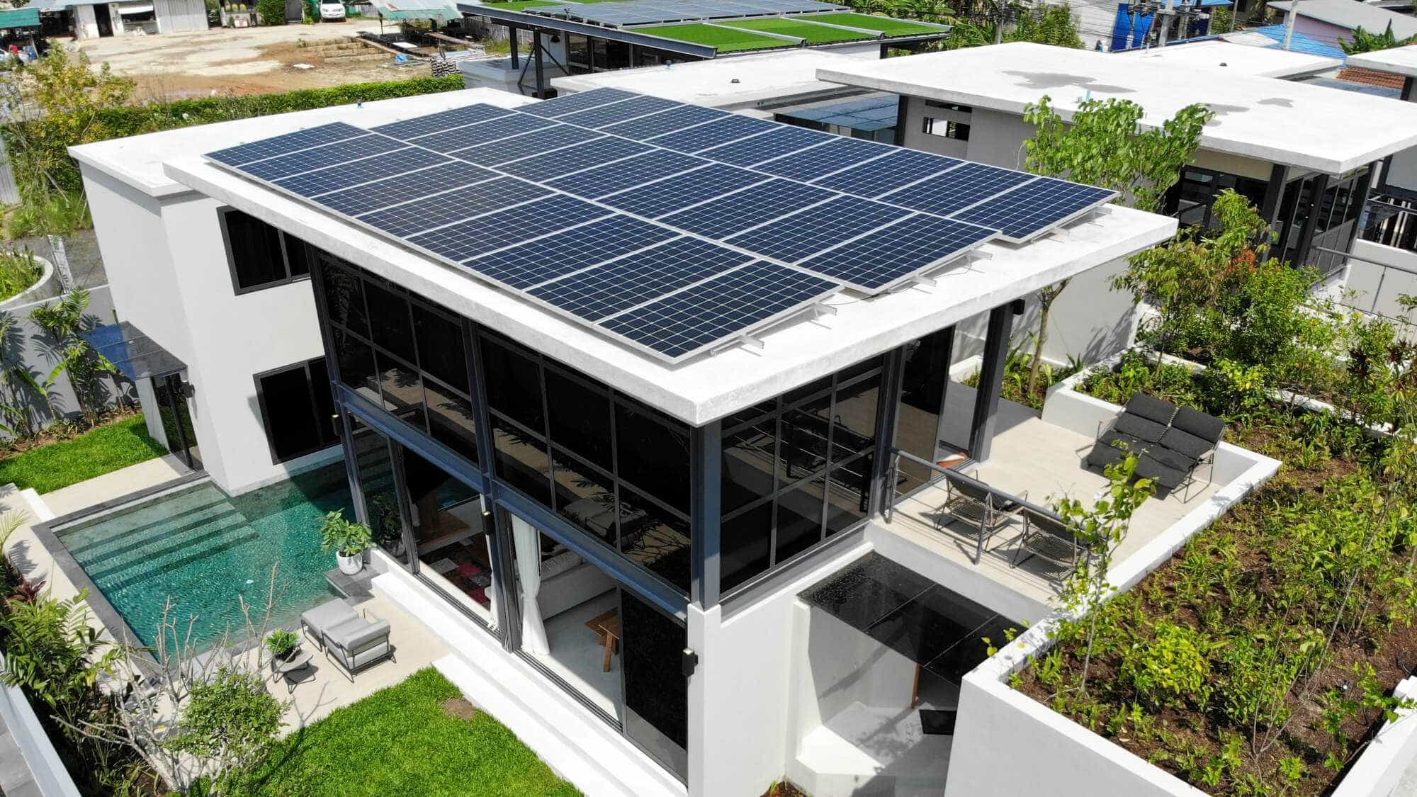 View of Solar Panels on a Phuket Home